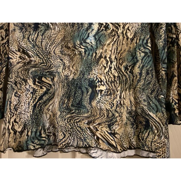 Vintage Y2K 3/4 sleeve T Shirt fairy lettuce trim whimsy Artsy 90s Animal Print - Picture 4 of 16